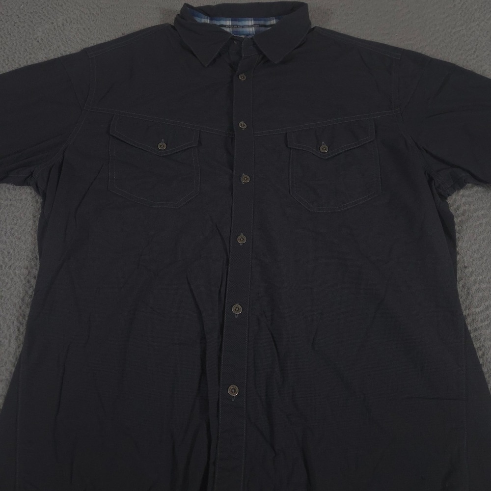 KUHL Shirt Mens Large Navy Eluxur Nylon Lightweight Hiking Utility Pockets Trail